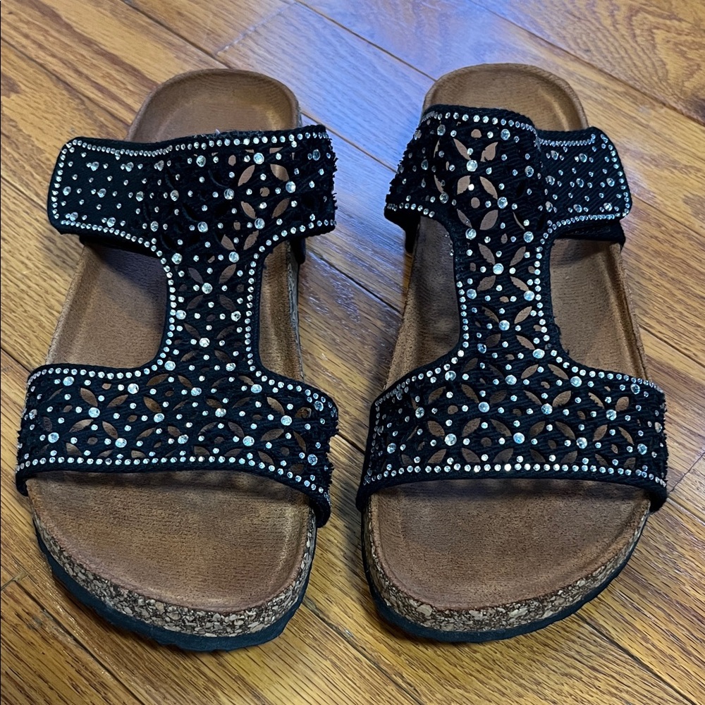 Black Rhinestone Sandals